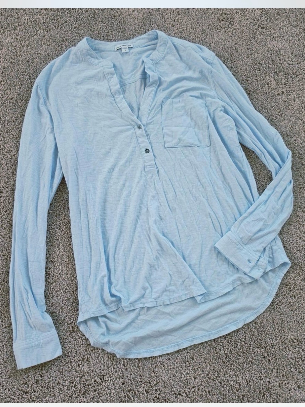 James Perse Light Blue Women's Long-Sleeve Henley Top
